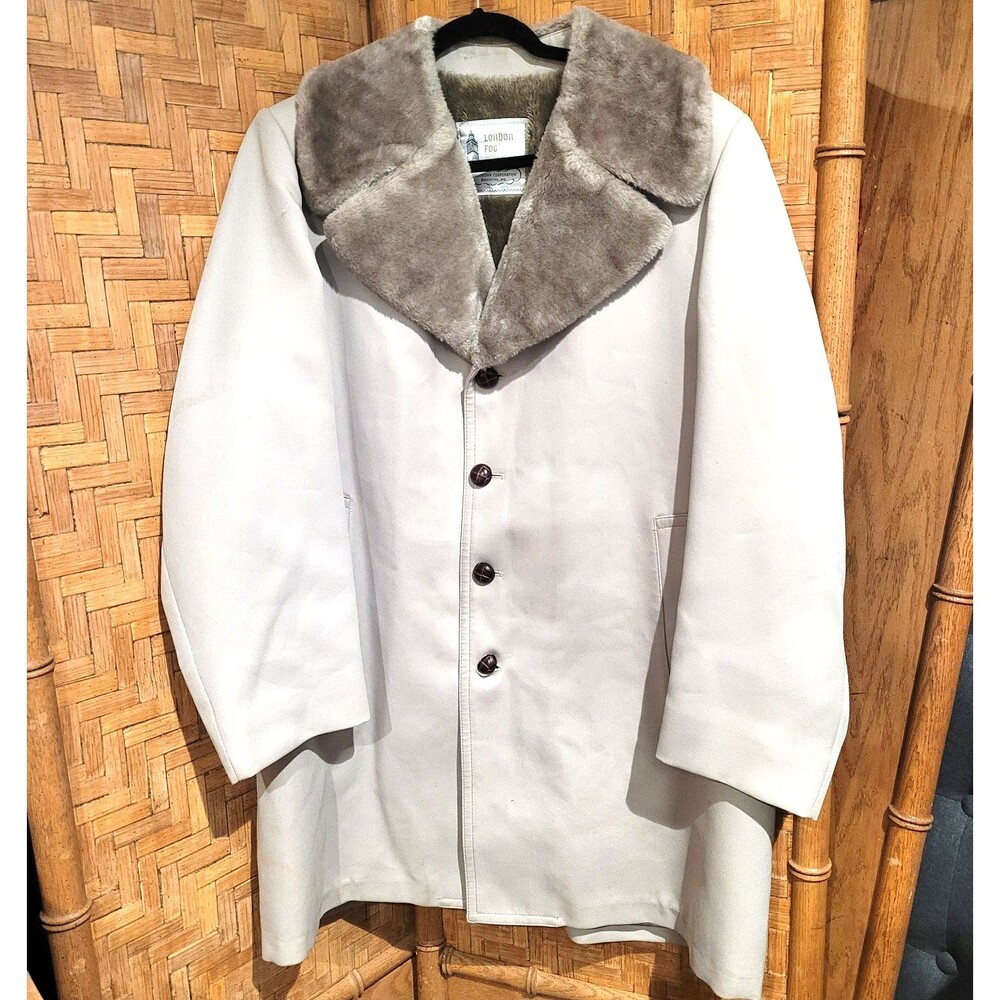VTG London Fog Men Overcoat Faux Fur Lined 42R Maincoat Trench Coat 42 Large L